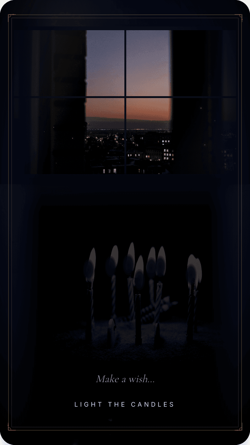 The Midnight Wish — Light them, then blow them out birthday invitation design