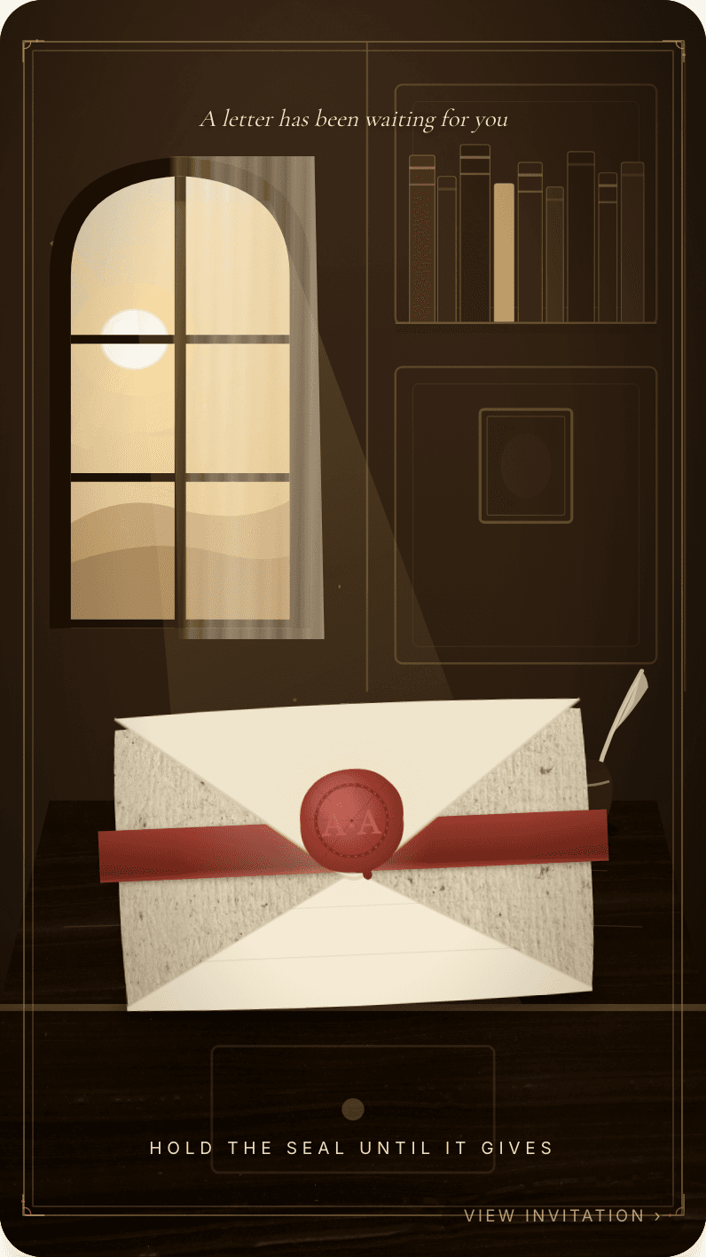Letters From The Palace — One letter, two worlds wedding invitation design