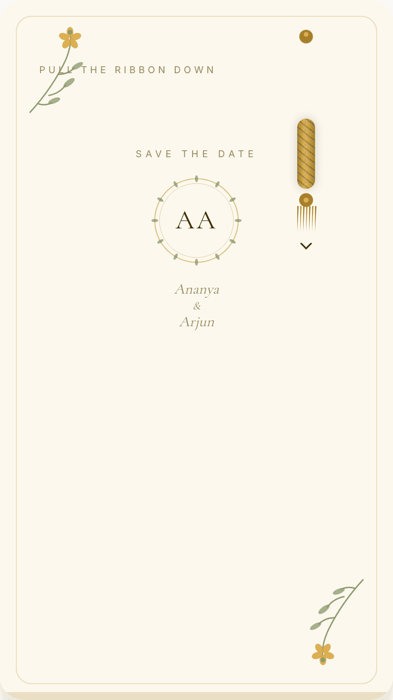Ribbon Pull — Pull the ribbon down wedding invitation design